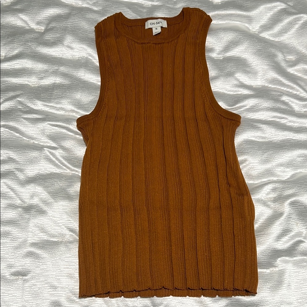Macys On 34th Brown Sleeveless Ribbed Tank